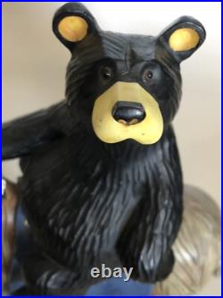 RARE Big Sky Carvers Jeff Fleming Black Bear riding toy horse / moose daisies