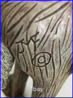 RARE Big Sky Carvers Jeff Fleming Black Bear riding toy horse / moose daisies