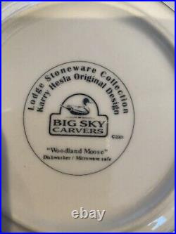 RARE Big Sky Carvers Lodge WOODLAND MOOSE Karry Hesla Dinnerware Set 15 Pieces