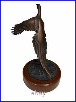 RARE Big Sky Carvers Taking Flight Pheasant Bronze-Tone 7 Resin Figurine