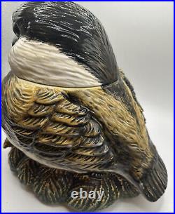 RARE Fat Chickadee Cookie Jar by Big Sky Carvers. S&P Shakers On Pine Cone