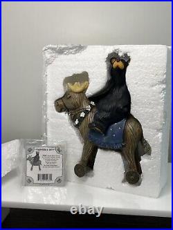 RARE NIB Big Sky Carvers Jeff Fleming Black Bear Riding Toy Reindeer/Moose