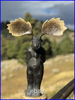 RARE Original BIG SKY CARVERS Wooden Carved Moose Jeff Flemings