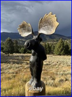 RARE Original BIG SKY CARVERS Wooden Carved Moose Jeff Flemings