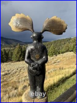 RARE Original BIG SKY CARVERS Wooden Carved Moose Jeff Flemings