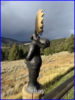 RARE Original BIG SKY CARVERS Wooden Carved Moose Jeff Flemings