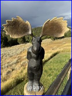RARE Original BIG SKY CARVERS Wooden Carved Moose Jeff Flemings