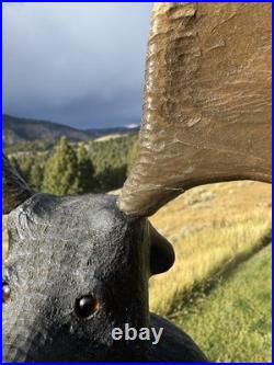 RARE Original BIG SKY CARVERS Wooden Carved Moose Jeff Flemings