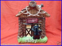 Retired Big Sky Carvers Extremely Rare Ranger Station Large Cookie Jar Canister