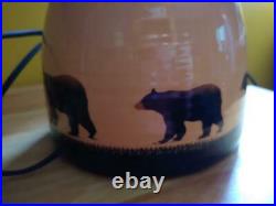 Rare Big Sky Carvers Brushwerks Black Bear Stoneware Canister Type Lamp