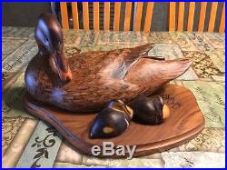 Rare Big Sky Carvers Masters Ed Mallard Duck Babies Ashley Gray Wood Sculpture