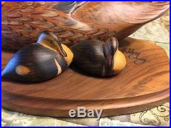 Rare Big Sky Carvers Masters Ed Mallard Duck Babies Ashley Gray Wood Sculpture