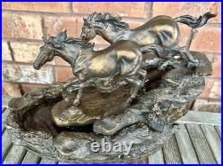 Rare Big Sky Carvers River Runners Wild Horses Fountain Marc Pierce Sculpture