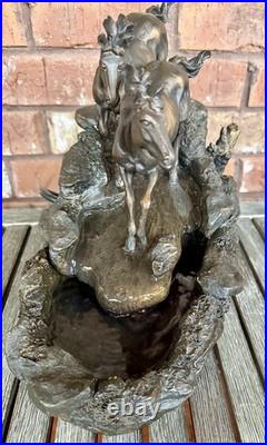 Rare Big Sky Carvers River Runners Wild Horses Fountain Marc Pierce Sculpture