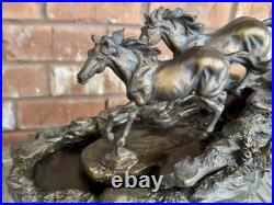 Rare Big Sky Carvers River Runners Wild Horses Fountain Marc Pierce Sculpture