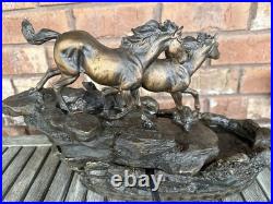 Rare Big Sky Carvers River Runners Wild Horses Fountain Marc Pierce Sculpture