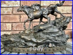 Rare Big Sky Carvers River Runners Wild Horses Fountain Marc Pierce Sculpture
