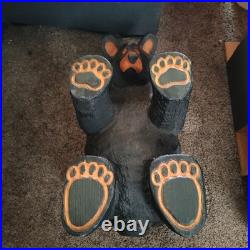 Rare Big Sky Carvers Wooden Bear and Marble Table Top Carving