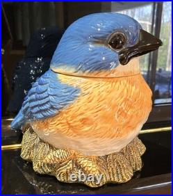 Rare Fat Bird Bluebird Cookie Jar Big Sky Carvers Phyllis Dricsoll HTF
