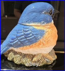 Rare Fat Bird Bluebird Cookie Jar Big Sky Carvers Phyllis Dricsoll HTF