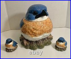 Rare Fat Bird Bluebird Cookie Jar Big Sky Carvers Phyllis Dricsoll Salt Shakers
