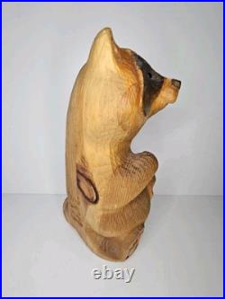 Rare Jeff Fleming Emily the Raccoon Wood Carving by Big Sky Carvers Branded
