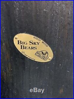 Rare Original Wood Big Sky Carvers Ski Bear By Jeff Fleming 17 Tall Brass Badge