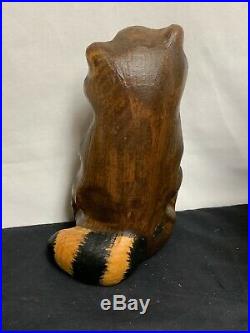 Rare Retired Big Sky Carvers Vintage Wood Emily Raccoon Cabin Bearfoots 12