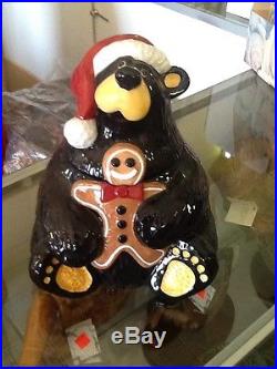 Rare Santa Jeff Fleming BearFoots Bear Cookie Jar Big Sky Carvers Ginger Bread