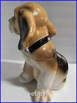 Rare Vintage Beagle Dog Cookie Treat Jar Canine Blue Sky Carvers Ceramic