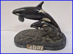 Rare Vintage Orca Whales Sculpture Big Sky Carvers