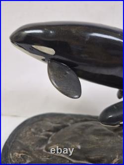 Rare Vintage Orca Whales Sculpture Big Sky Carvers