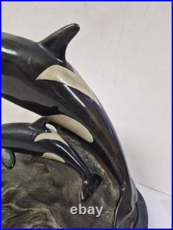 Rare Vintage Orca Whales Sculpture Big Sky Carvers