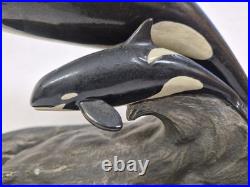Rare Vintage Orca Whales Sculpture Big Sky Carvers