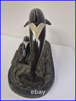 Rare Vintage Orca Whales Sculpture Big Sky Carvers
