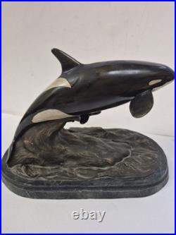Rare Vintage Orca Whales Sculpture Big Sky Carvers