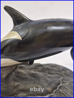 Rare Vintage Orca Whales Sculpture Big Sky Carvers