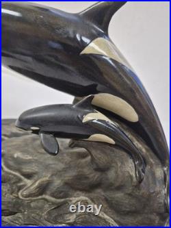 Rare Vintage Orca Whales Sculpture Big Sky Carvers