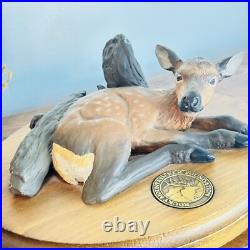 Rocky Mountain Elk Foundation Elk Calf Statue on Oval Base By Big Sky Carvers
