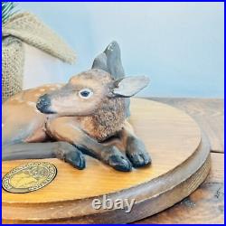 Rocky Mountain Elk Foundation Elk Calf Statue on Oval Base By Big Sky Carvers