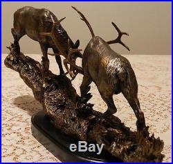 Royal Battle Head-Butting Elk Marc Pierce Big Sky Carvers Sculpture NIB Antlers