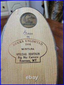 SIGNED 1991 Ducks Unlimited Decoy Montana Special Edition Big Sky Carvers Ed
