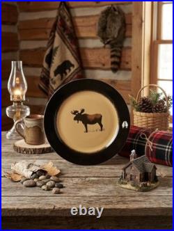 Set 6 Brushwerks Stoneware Big Sky Carvers Ceramic Dinner Plates Moose