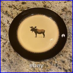 Set 6 Brushwerks Stoneware Big Sky Carvers Ceramic Dinner Plates Moose