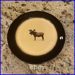 Set 6 Brushwerks Stoneware Big Sky Carvers Ceramic Dinner Plates Moose