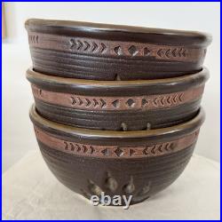 Set of 3 Big Sky Carvers Maskwa Ridge Bear Paw Pottery 6 3/8 Soup Cereal Bowls