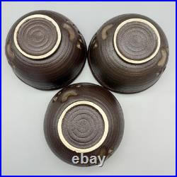 Set of 3 Big Sky Carvers Maskwa Ridge Bear Paw Pottery 6 3/8 Soup Cereal Bowls