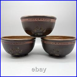 Set of 3 Big Sky Carvers Maskwa Ridge Bear Paw Pottery 6 3/8 Soup Cereal Bowls