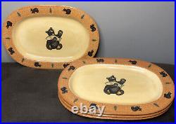 Set of 4 BEARFOOTS Bears By Jeff Fleming Big Sky Carvers Oval PLATE Platter