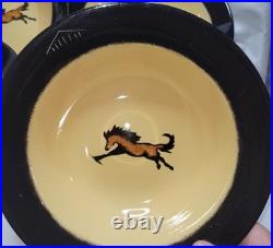 Set of 4 Brushwerks By Big Sky Carvers Wild Horses Stoneware Bowls 9